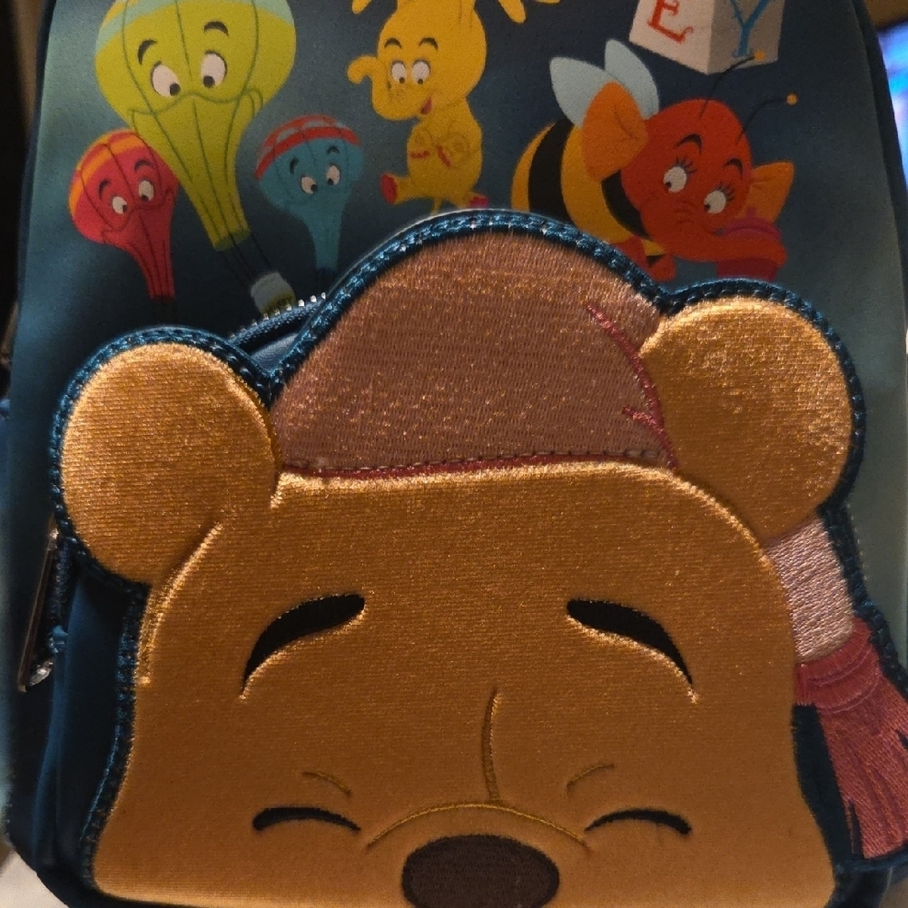 Loungefly Blue and Gold Winnie the Pooh Kids Backpack - Picture 4 of 11
